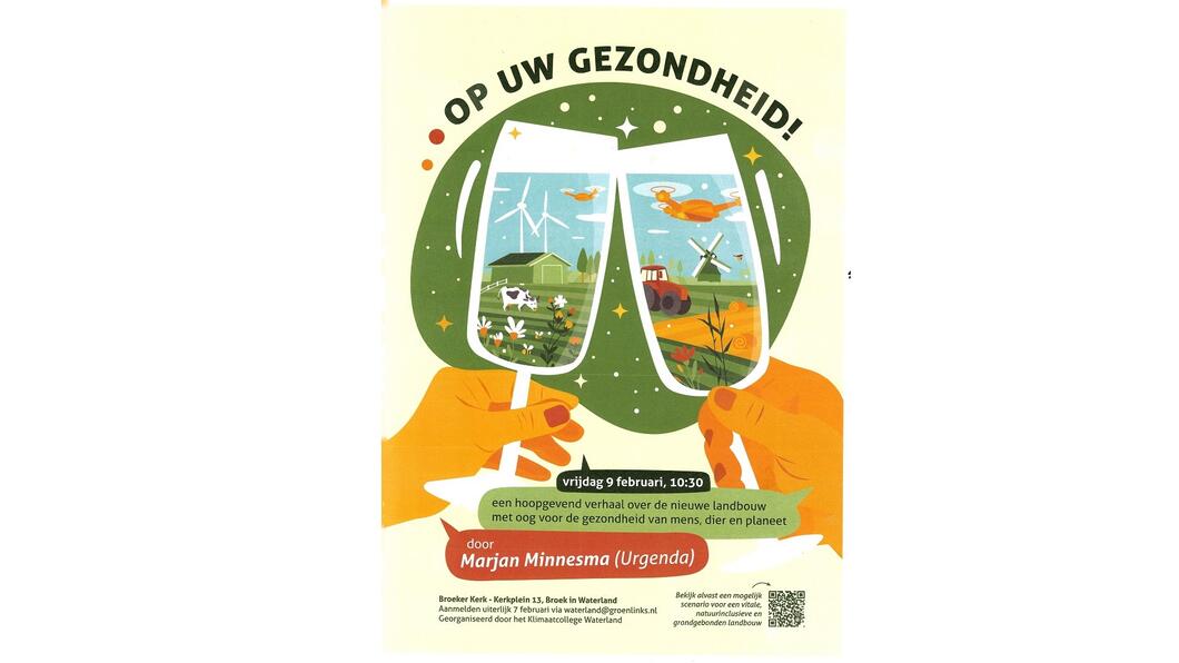 Affiche voor regionaal Klimaatcollege op 9 februari 2024 in Broek in Waterland