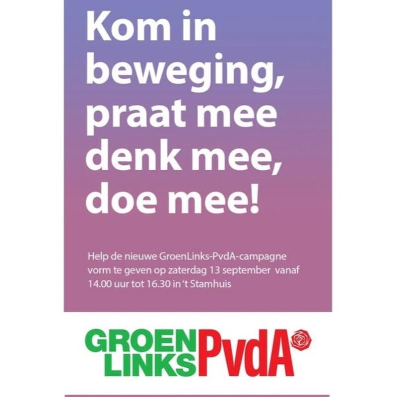 Poster Kom in beweging, praat mee, denk mee, doe mee!