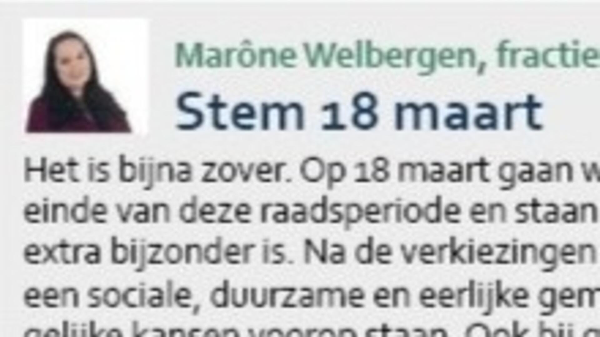Kop van de column van GroenLinks in Nieuwsblad Purmerend