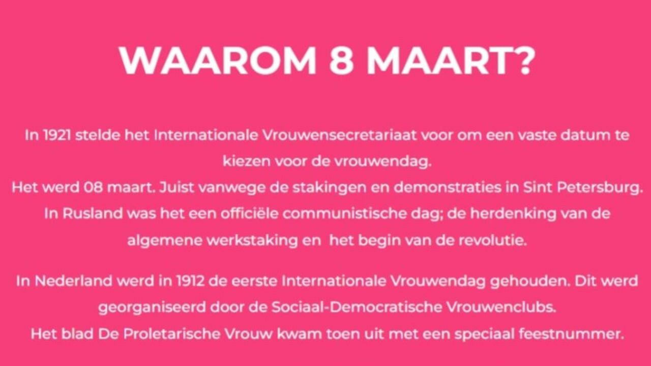 Waarom is de Internationale Vrouwendag op 8 maart?