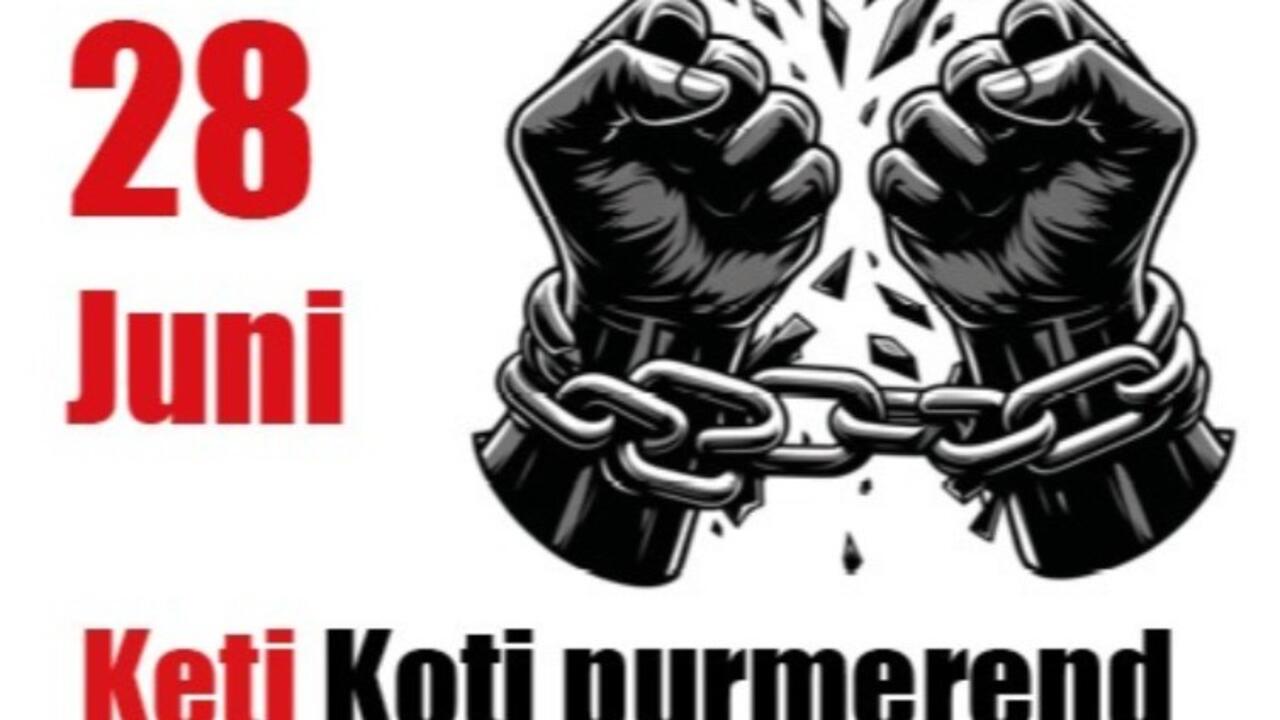 Poster met tekst: 28 juni, Keti Koti Purmerend